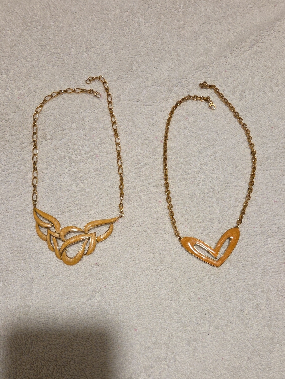 Vintage Monet Gold-Tone Leaf & Heart Pendant Necklaces - Women Jewelry